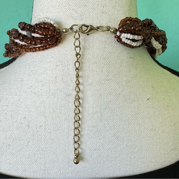 3 Pc Necklace Bundle Tribal Boho Chunky Statement Resort Tropic Beaded Bronze - Picture 8 of 8